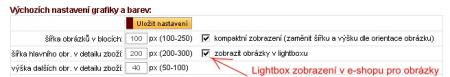 E-shop - přidání volby zobrazení obrázků v plné velikosti v eshopu v tzv. Lightbox zobrazení fotografie zboží