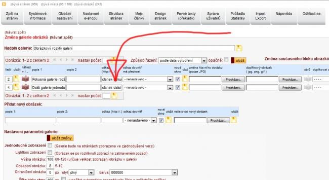 Kam vložit do galerie odkaz